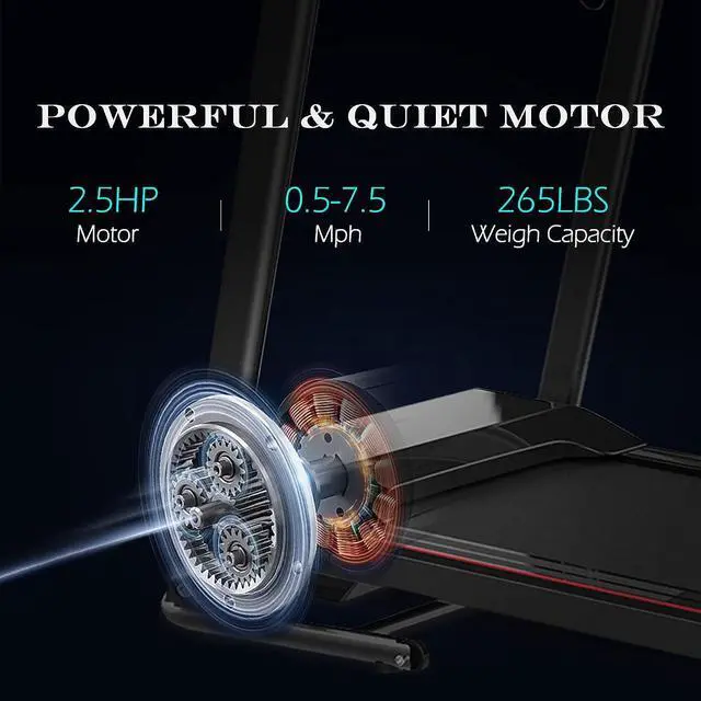 Alt view image 4 of 7 - SoarFlash Folding Treadmill for Home Office Gym, Motorized Running Walking Machine with LCD Monitor, Cup Holder, 12 Preset Programs
