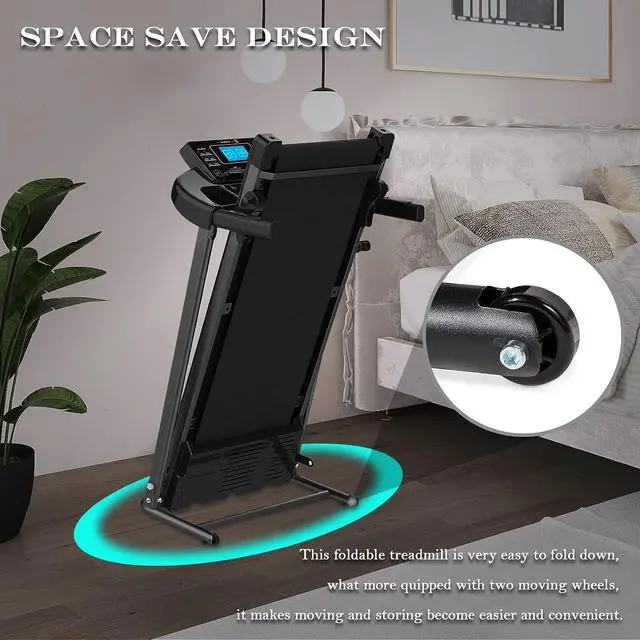 Alt view image 3 of 7 - SoarFlash Folding Treadmill for Home Office Gym, Motorized Running Walking Machine with LCD Monitor, Cup Holder, 12 Preset Programs