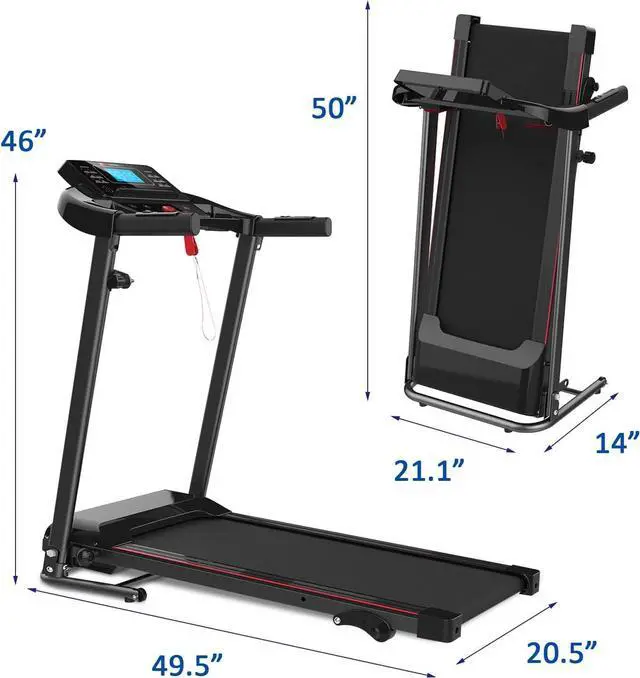 Alt view image 7 of 7 - SoarFlash Folding Treadmill for Home Office Gym, Motorized Running Walking Machine with LCD Monitor, Cup Holder, 12 Preset Programs