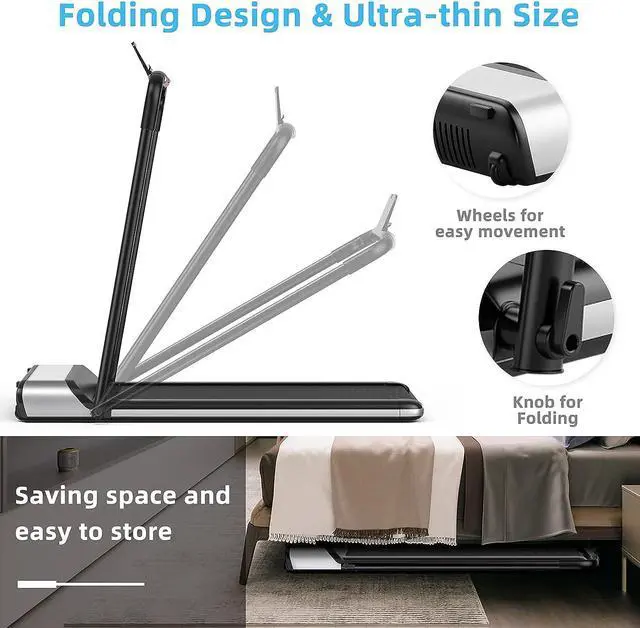 Alt view image 3 of 7 - Goplus Folding Treadmill, Ultra-Thin Installation-Free Foldable Electric Treadmill, Low Noise, Walking Jogging Machine, Portable Superfit Treadmills for Home Office
