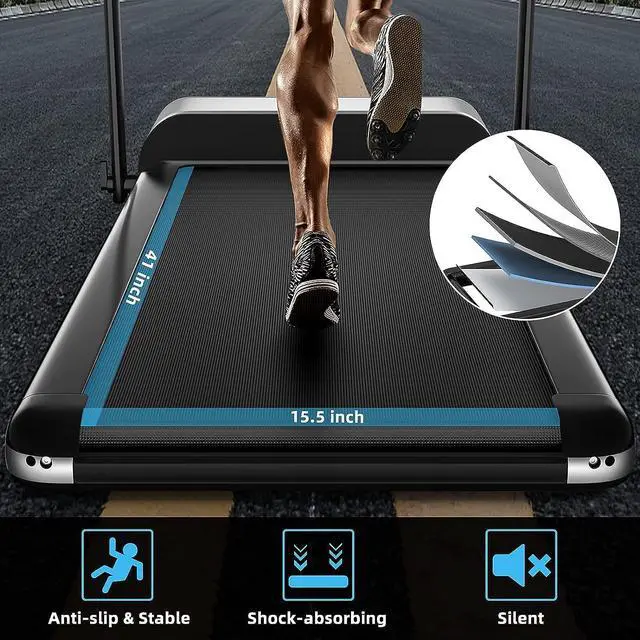 Alt view image 4 of 7 - Goplus Folding Treadmill, Ultra-Thin Installation-Free Foldable Electric Treadmill, Low Noise, Walking Jogging Machine, Portable Superfit Treadmills for Home Office