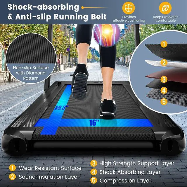 Alt view image 6 of 7 - GYMAX Under Desk Treadmill, 2 in 1 Foldable Walking Pad Treadmill with Remote, App Control & Built-in Wheels, Easy-Folding Portable Running Jogging Machine for Home Gym Office Small Space