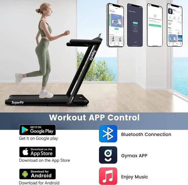 Alt view image 7 of 7 - GYMAX Under Desk Treadmill, 2 in 1 Foldable Walking Pad Treadmill with Remote, App Control & Built-in Wheels, Easy-Folding Portable Running Jogging Machine for Home Gym Office Small Space