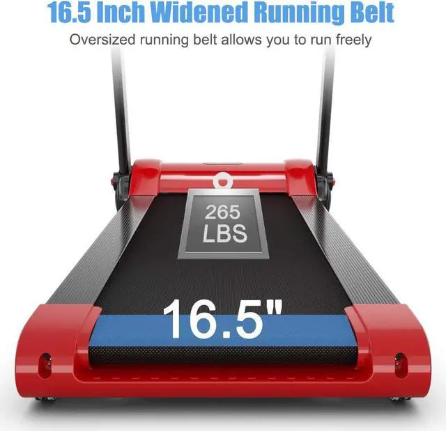 Alt view image 6 of 7 - GYMAX Folding Treadmill, 2.25HP Electric Motorized Running Walking Machine with LED Touch Screen, Portable Cardio Workout Treadmill for Home Gym Office
