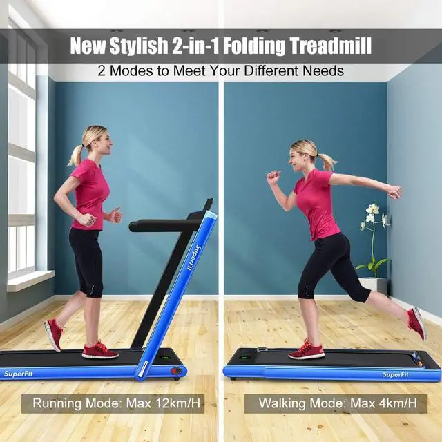 Alt view image 2 of 7 - GYMAX Walking Pad, 2.25HP Foldable Treadmill with Smart App & Remote Control, Bluetooth LED Monitor, Small Spaces Compact Running Machine, Folding Portable Under Desk Treadmill for Home Office