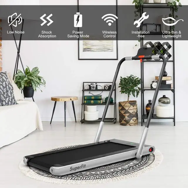 Alt view image 6 of 7 - GYMAX Walking Pad, 2 in 1 Free Installation Under Desk Treadmill with Smart App, Remote Control & LED Display, 2.25HP Foldable Portable Compact Running Machine for Small Spaces Home Office