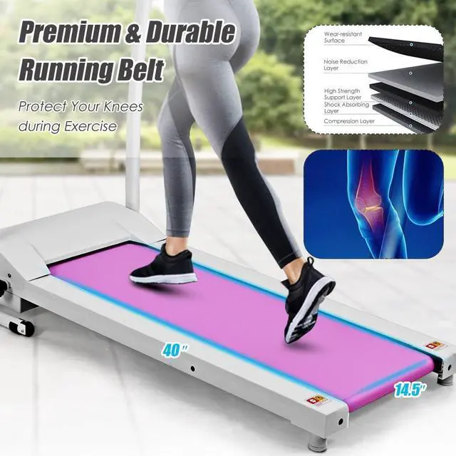 Alt view image 4 of 7 - Goplus Folding Treadmill, Electric Running Machine with LED Display and Mobile Phone Holder, Portable Compact Superfit Treadmill for Home Office
