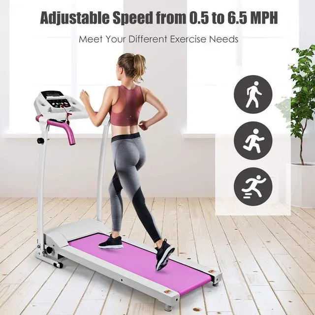 Alt view image 3 of 7 - Goplus Folding Treadmill, Electric Running Machine with LED Display and Mobile Phone Holder, Portable Compact Superfit Treadmill for Home Office