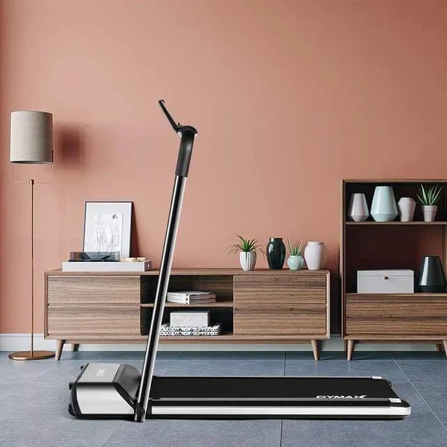 Alt view image 7 of 7 - GYMAX Folding Treadmill, Slim Foldable Exercise Running Walking Machine with LED Monitor & Tablet/Phone Holder, Ultra-Thin Installation-Free Treadmill for Home/Gym