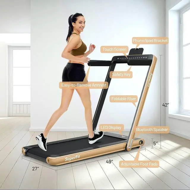 Alt view image 7 of 7 - GYMAX Under Desk Treadmill, Folding 2 in 1 Electric Running Walking Machine with Smart App Control, Remote & Dual LED Screen Monitor, Portable for Home Gym Small Apartment
