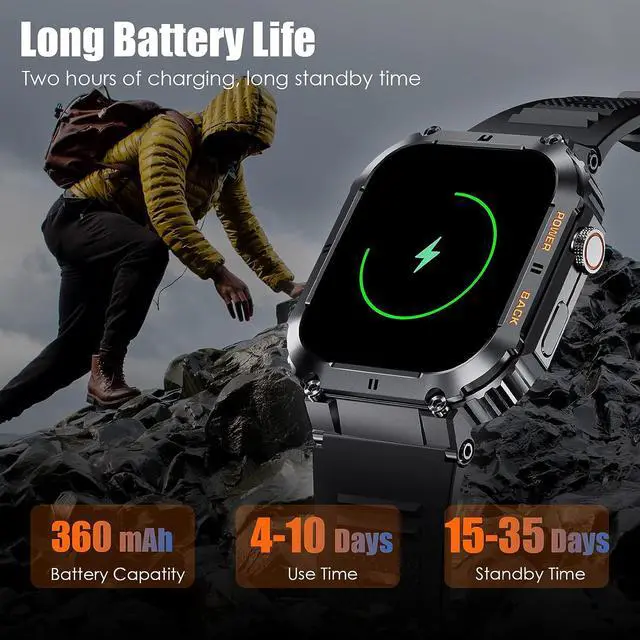 Alt view image 4 of 7 - EIGIIS Military Smart Watches for Men 1.96 HD Big Screen Rugged Smart Watch (Answer/Dial Calls) Outdoor Tactical Sports Watch Fitness Tracker Smartwatch for iPhone Compatible with Android Phones