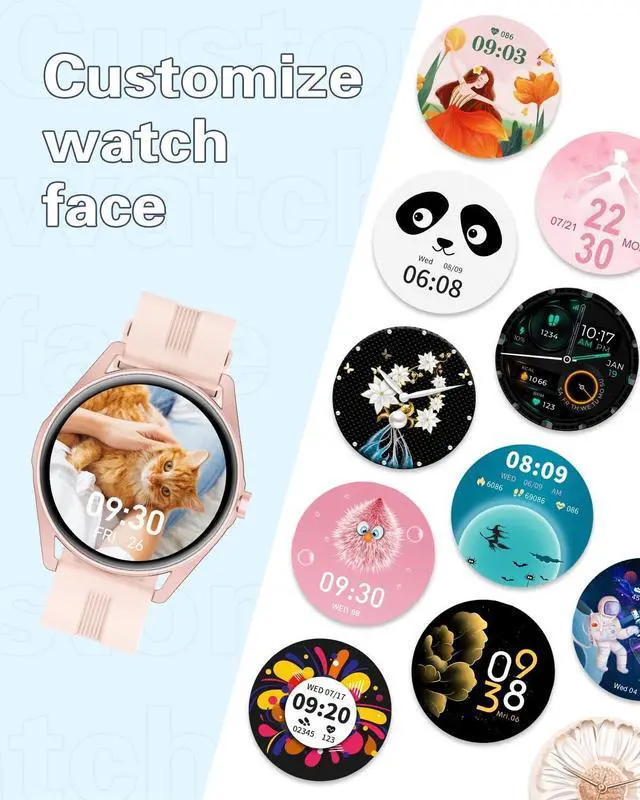Alt view image 5 of 7 - HUAKUA Smart Watches for Women Men (Answer/Make Calls) Compatible with iPhone/Android Phones, Reloj para Mujer Hombre Round Fitness Tracker with Heart Rate Monitor Sleep/Steps Tracker Waterproof Pink