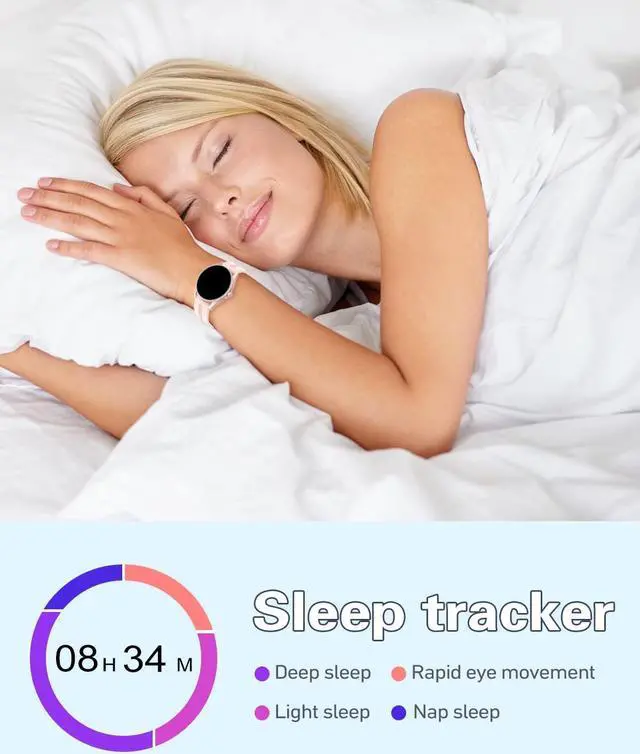 Alt view image 6 of 7 - HUAKUA Smart Watches for Women Men (Answer/Make Calls) Compatible with iPhone/Android Phones, Reloj para Mujer Hombre Round Fitness Tracker with Heart Rate Monitor Sleep/Steps Tracker Waterproof Pink
