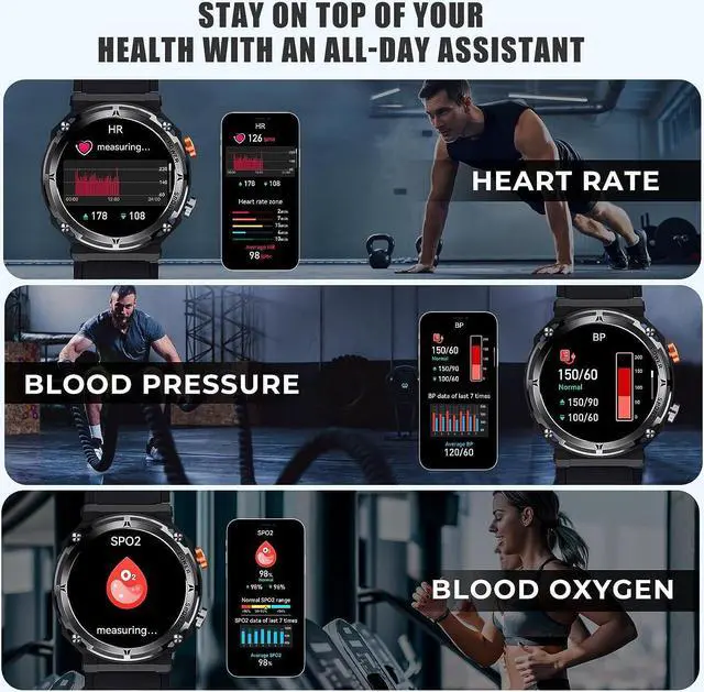 Alt view image 3 of 7 - Military Smart Watches for Men, VIRAN 5ATM Waterproof Rugged Smart Watch with Bluetooth Call (Answer/Dial Call), 1.39 HD IP68 Fitness Tracker Watch with 100+ Sport Modes for Android/iOS Phone