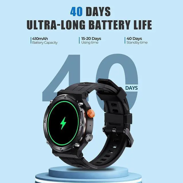 Alt view image 6 of 7 - Military Smart Watches for Men, VIRAN 5ATM Waterproof Rugged Smart Watch with Bluetooth Call (Answer/Dial Call), 1.39 HD IP68 Fitness Tracker Watch with 100+ Sport Modes for Android/iOS Phone