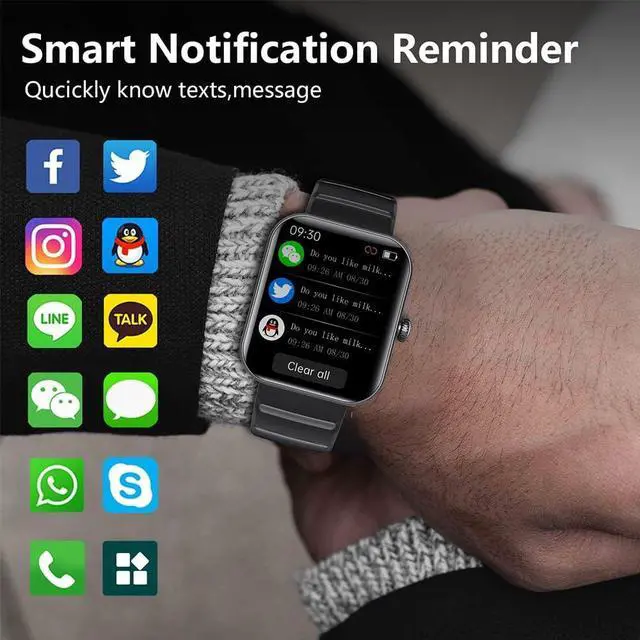 Alt view image 4 of 7 - Smart Watch Blood Glucose, Smartwatch for Men Women Fitness Activity Tracker IP67 Waterproof, Heart Rate Sleep Monitor, Pedometer, Blood Sugar Oxygen Tracking Smart Watches for Android iOS, 2023