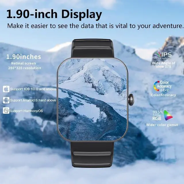 Alt view image 5 of 7 - Smart Watch Blood Glucose, Smartwatch for Men Women Fitness Activity Tracker IP67 Waterproof, Heart Rate Sleep Monitor, Pedometer, Blood Sugar Oxygen Tracking Smart Watches for Android iOS, 2023