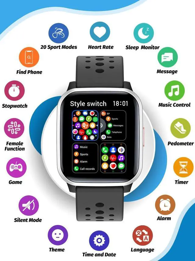 Alt view image 3 of 7 - Butele Kids Smart Watch Girls Boys, Smart Watch for Kids Game Smart Watch Gifts for 4-16 Years Old with Sleep Mode 20 Sports Modes 5 Games Pedometer Birthday Gift for Boys Girls (Black)