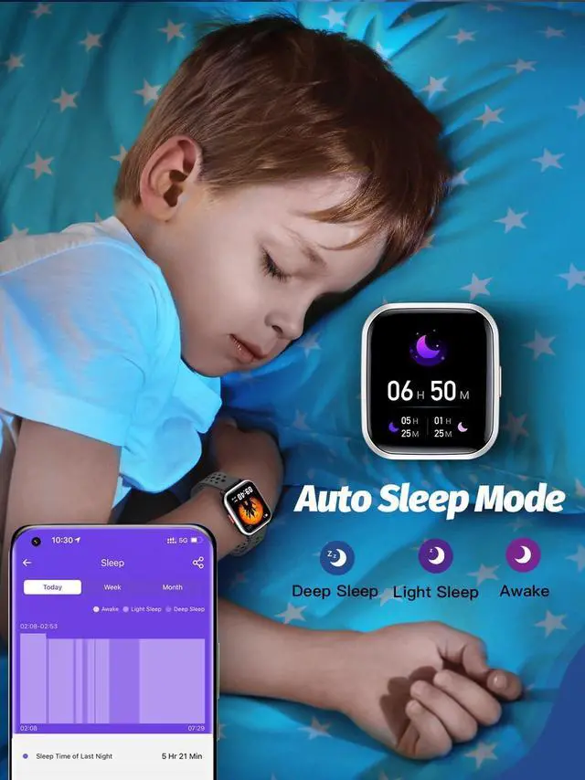 Alt view image 7 of 7 - Butele Kids Smart Watch Girls Boys, Smart Watch for Kids Game Smart Watch Gifts for 4-16 Years Old with Sleep Mode 20 Sports Modes 5 Games Pedometer Birthday Gift for Boys Girls (Black)