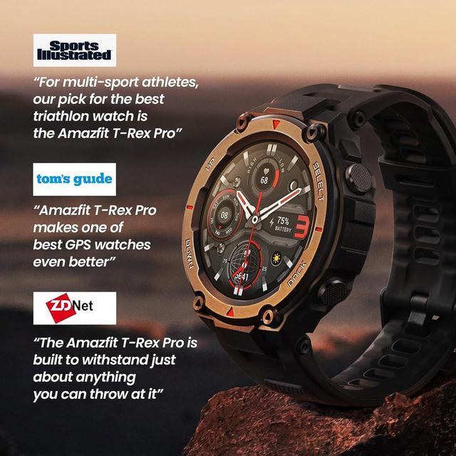 Amazfit T-Rex Pro Smart Watch: Rugged Outdoor GPS Fitness Watch - Grey 