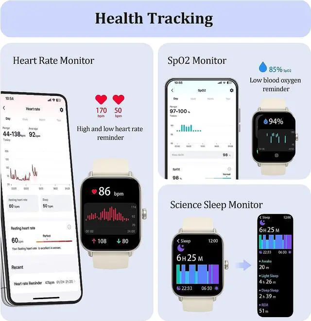 Alt view image 4 of 7 - KALINCO Smart Watch for Women Men (Answer/Make Call), Alexa Built-in, 1.8" Fitness Tracker Watch with Heart Rate/SpO2/Stress & Sleep Monitor, 100+ Sport Modes, Swimming Smartwatch for Android iOS