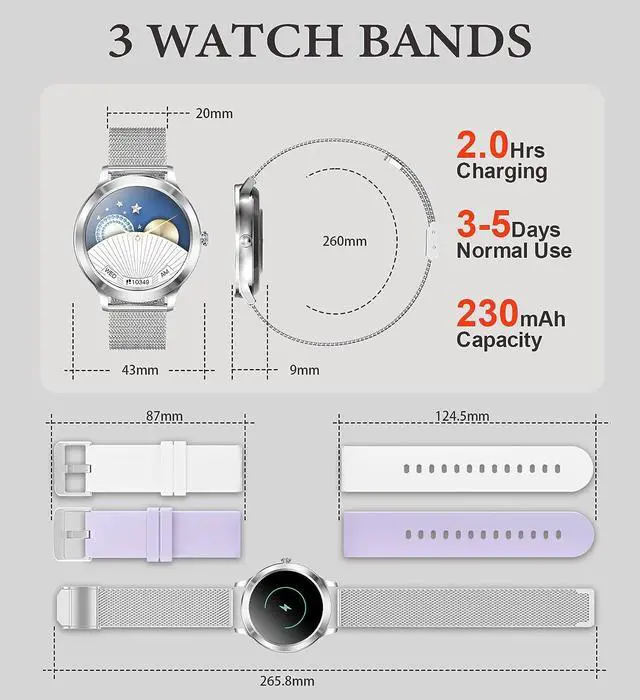 Alt view image 7 of 7 - Iaret Smart Watch for Women (Call Receive Dial), Smart Watches for Android iOS Phones 1.32" Smartwatch with AI Voice Control Heart Rate Sleep Monitor Pedometer Waterproof Activity Tracker Silver