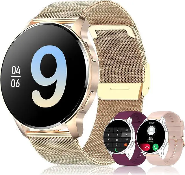 Main image of Smart Watch for Women Bluetooth Call Make Receive/Answer Smartwatch Fitness Tracker with Pedometer Heart Rate Blood Oxygen and Sleep Monitor Waterproof Smart Watches for Android and iOS Phones Gold