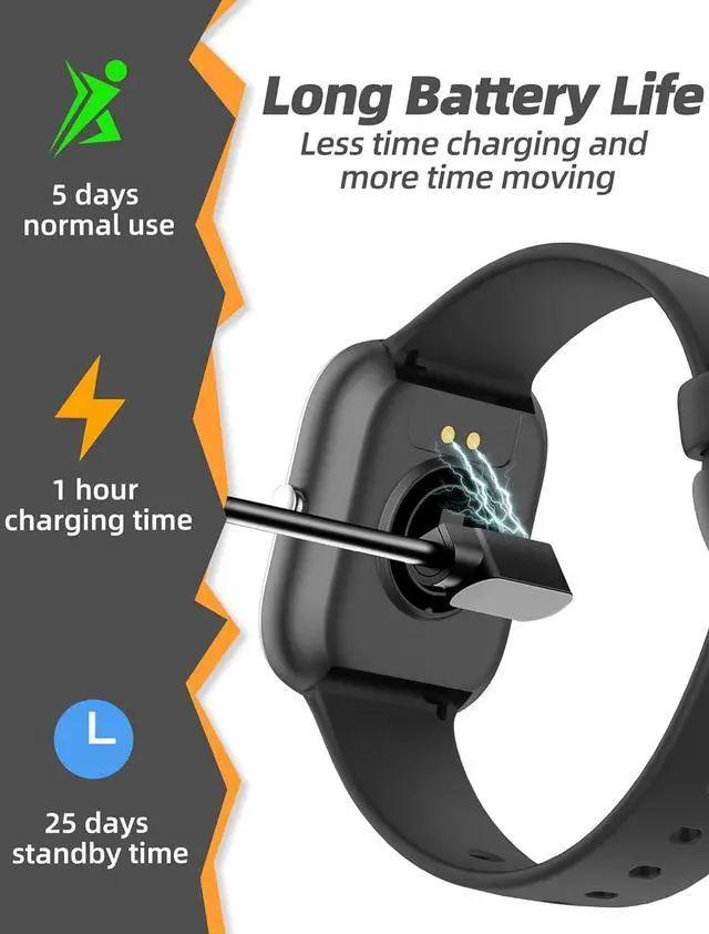 Alt view image 7 of 7 - Kids Smart Watch for Girls,IP68 Waterproof Kids Fitness Tracker Watch with 1.5 Inch DIY Face,Heart Rate Sleep Monitor,19 Sport Modes,Calories Counter,Alarm Clock,Great Gifts for Children 6+ (Black)