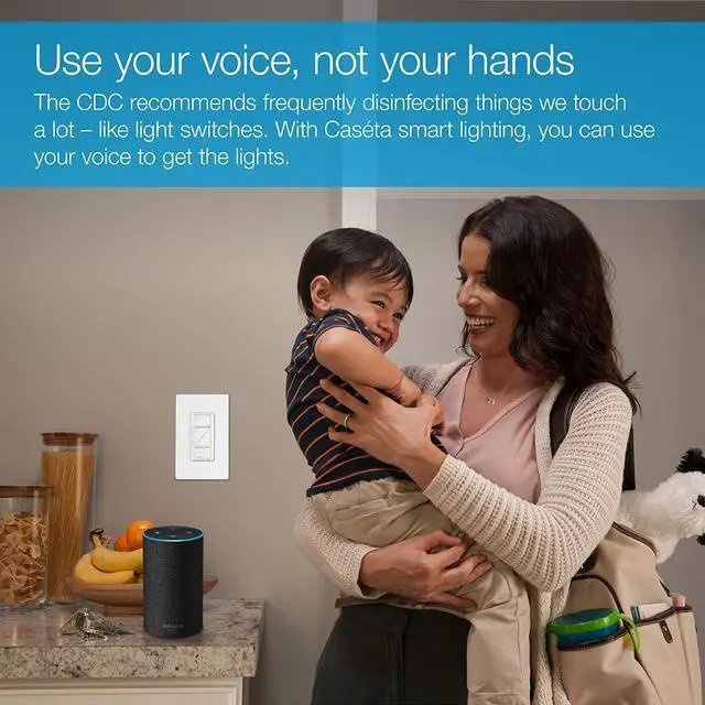 Alt view image 6 of 7 - Lutron Caseta Deluxe Smart Dimmer Switch (2 Count) Kit with Caseta Smart Hub | Works with Alexa, Apple Home, Ring, Google Assistant | P-BDG-PKG2W-A | White