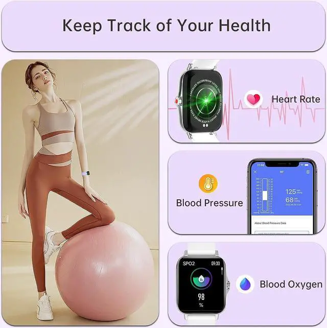 Alt view image 5 of 7 - Colesma Smartwatch for Women(Answer/Make Call), Waterproof Fitness Tracker with Health Monitor Heart Rate/Blood Pressure/Blood Oxygen, 1.69" HD Full Touch Screen Smart Watch for iPhone & Android