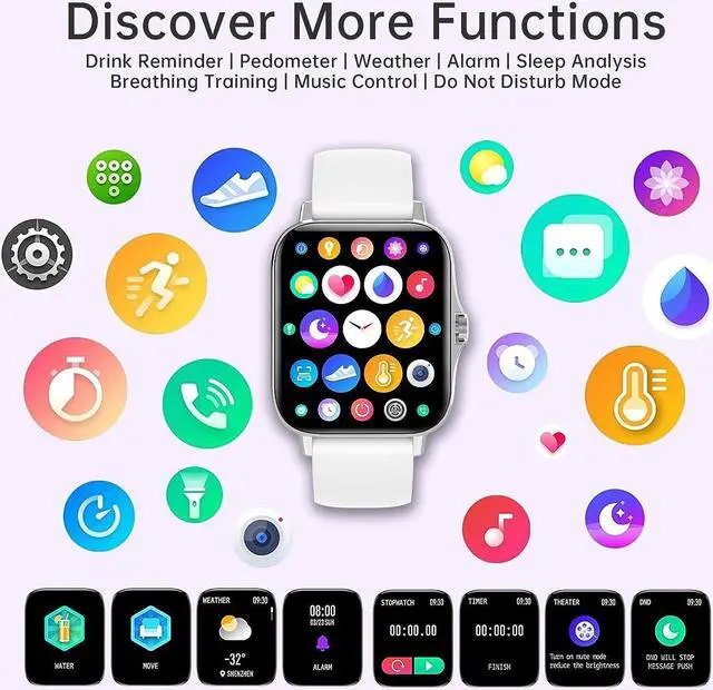 Alt view image 6 of 7 - Colesma Smartwatch for Women(Answer/Make Call), Waterproof Fitness Tracker with Health Monitor Heart Rate/Blood Pressure/Blood Oxygen, 1.69" HD Full Touch Screen Smart Watch for iPhone & Android