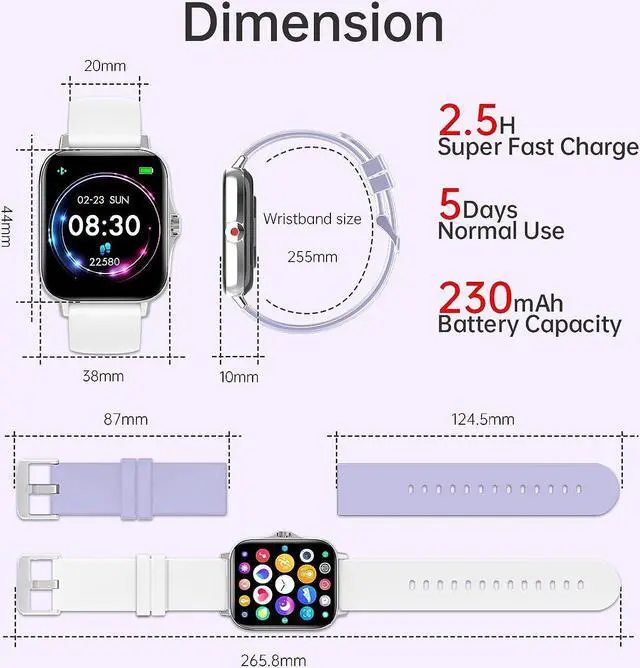 Alt view image 7 of 7 - Colesma Smartwatch for Women(Answer/Make Call), Waterproof Fitness Tracker with Health Monitor Heart Rate/Blood Pressure/Blood Oxygen, 1.69" HD Full Touch Screen Smart Watch for iPhone & Android