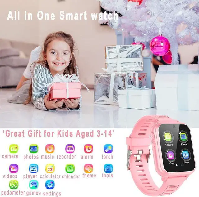 Alt view image 2 of 7 - Smart Watch for Kids , Kids Game Smart Watch Girls with HD Touch Screen 24 Games Music Player Camera Alarm Clock Pedometer Torch Calculator 12/24 hr Kids Watches for Girls Gift for 3-12 Year Old