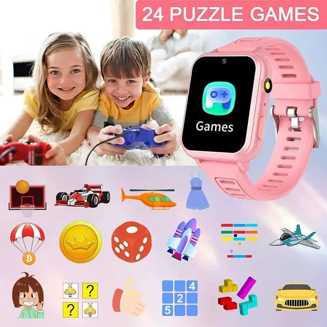 Alt view image 3 of 7 - Smart Watch for Kids , Kids Game Smart Watch Girls with HD Touch Screen 24 Games Music Player Camera Alarm Clock Pedometer Torch Calculator 12/24 hr Kids Watches for Girls Gift for 3-12 Year Old