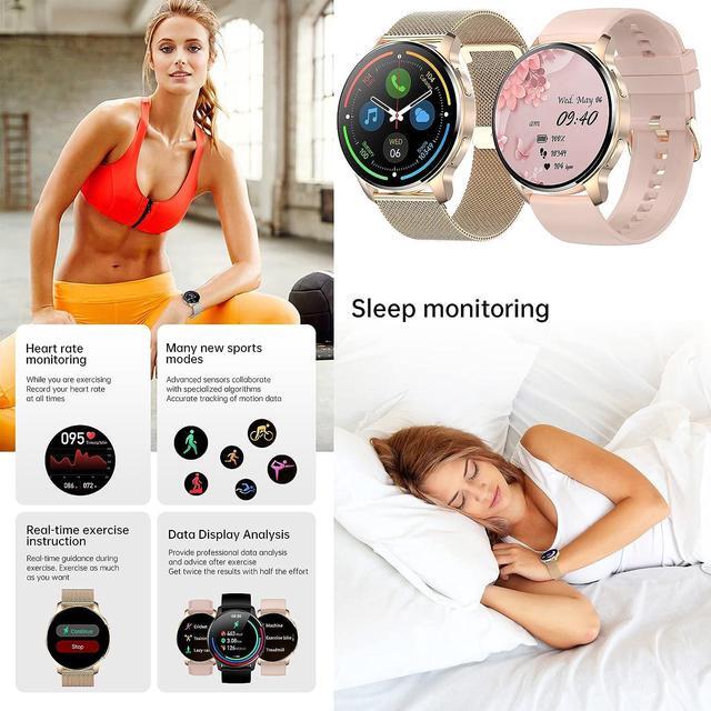 Alt view image 5 of 7 - Smart Watch for Women(Call Receive/Dial), Fitness Tracker 1.32" HD Full Touch Screen Digital Watches with Heart Rate Sleep Monitor Pedometer, Waterproof Smartwatch for Android iOS Phones (Gold)