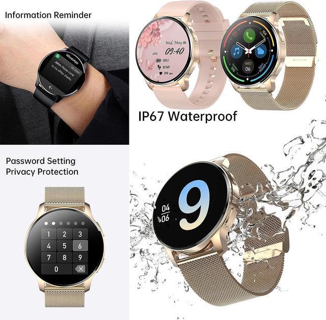 Alt view image 7 of 7 - Smart Watch for Women(Call Receive/Dial), Fitness Tracker 1.32" HD Full Touch Screen Digital Watches with Heart Rate Sleep Monitor Pedometer, Waterproof Smartwatch for Android iOS Phones (Gold)