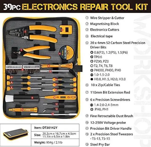 Alt view image 2 of 6 - Hi-Spec 39pc Electronics Repair & Opening Tool Kit Set for Laptops, Phones, Devices, Computer & Gaming Accessories. Precision Small Screwdrivers with Pentalobe Bits for iPhones & MacBooks