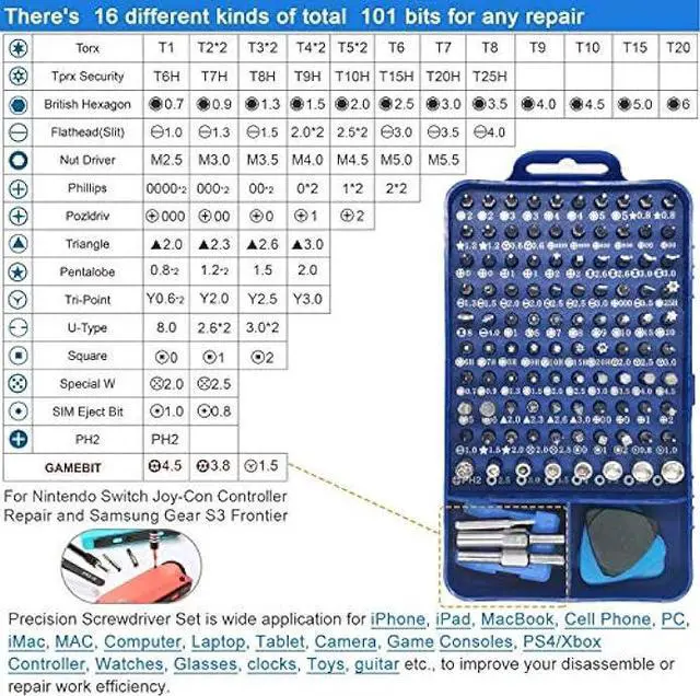 Alt view image 2 of 6 - oGoDeal 155 in 1 Precision Screwdriver Set Professional Electronic Repair Tool Kit for Computer, Eyeglasses, iPhone, Laptop, PC, Tablet,PS3,PS4,Xbox,Macbook,Camera,Watch,Toy,Jewelers,Drone Blue