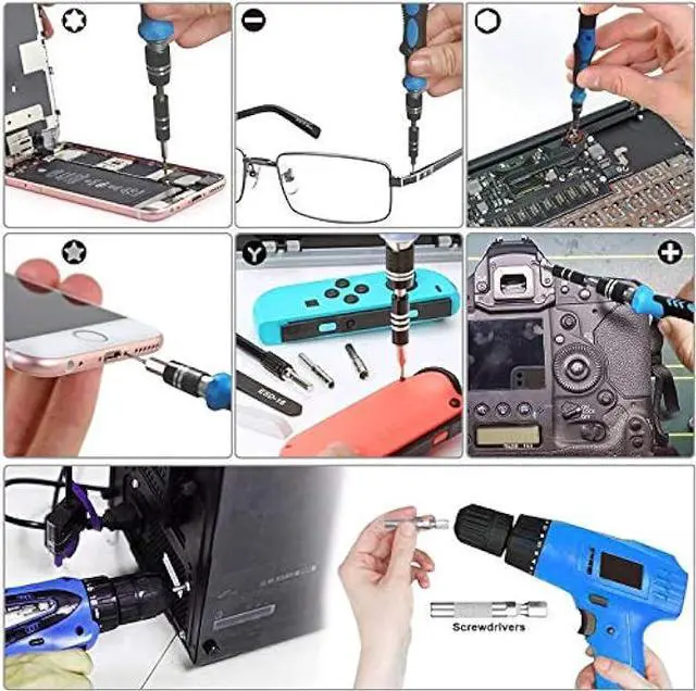 Alt view image 3 of 6 - oGoDeal 155 in 1 Precision Screwdriver Set Professional Electronic Repair Tool Kit for Computer, Eyeglasses, iPhone, Laptop, PC, Tablet,PS3,PS4,Xbox,Macbook,Camera,Watch,Toy,Jewelers,Drone Blue