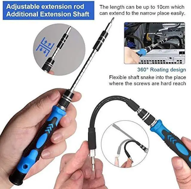 Alt view image 4 of 6 - oGoDeal 155 in 1 Precision Screwdriver Set Professional Electronic Repair Tool Kit for Computer, Eyeglasses, iPhone, Laptop, PC, Tablet,PS3,PS4,Xbox,Macbook,Camera,Watch,Toy,Jewelers,Drone Blue