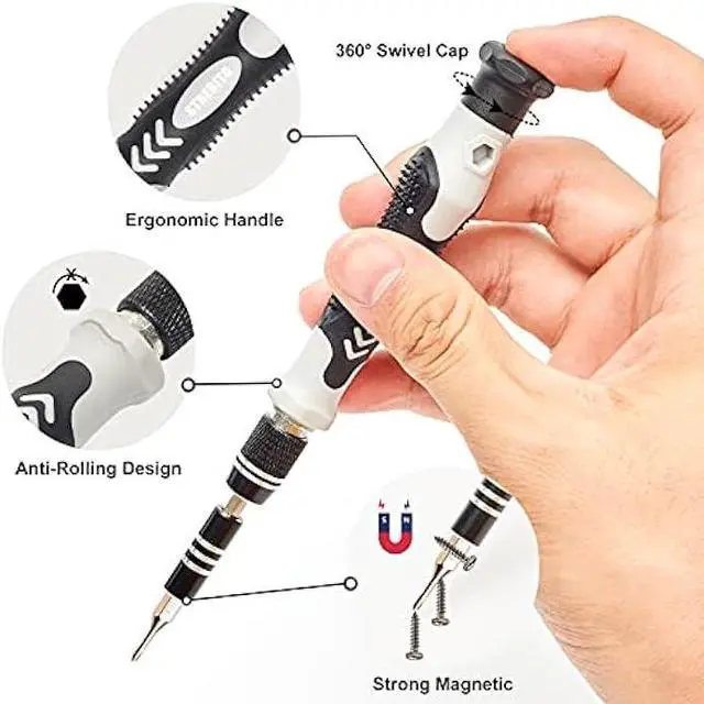 Alt view image 3 of 6 - STREBITO Precision Screwdriver Set 124-Piece Electronics Tool Kit with 101 Bits Magnetic Screwdriver Set for Computer, Laptop, Cell Phone, PC, MacBook, iPhone, Nintendo Switch, PS4, PS5, Xbox Repair