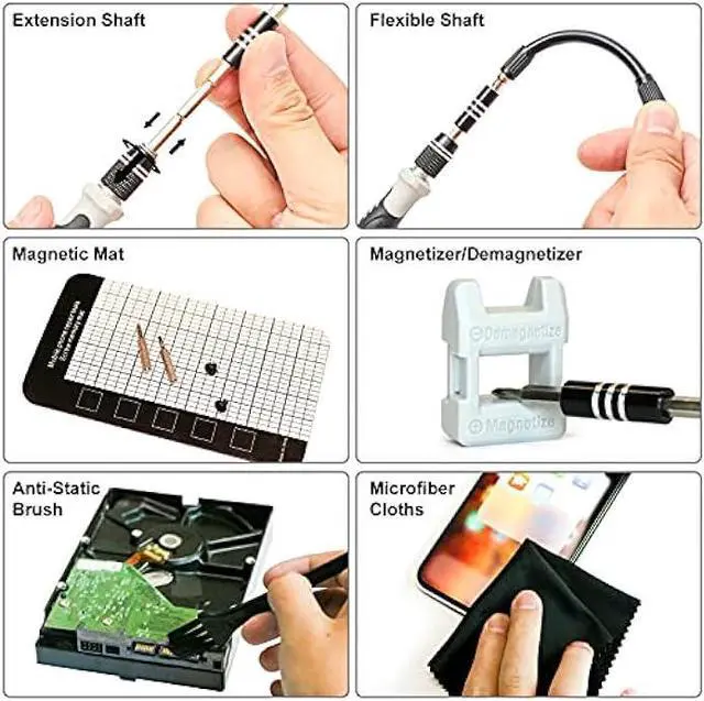 Alt view image 4 of 6 - STREBITO Precision Screwdriver Set 124-Piece Electronics Tool Kit with 101 Bits Magnetic Screwdriver Set for Computer, Laptop, Cell Phone, PC, MacBook, iPhone, Nintendo Switch, PS4, PS5, Xbox Repair