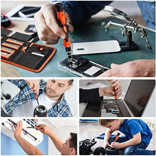 Alt view image 6 of 7 - STREBITO Precision Screwdriver Set 142-Piece Electronic Repair Tool Kit with Torx T5 T6 T8 T15, Triwing Y000, Star P5, Gamebit, Tech Toolkit for Computer, Laptop, iPhone, Nintendo, PS5, Ring, Orange