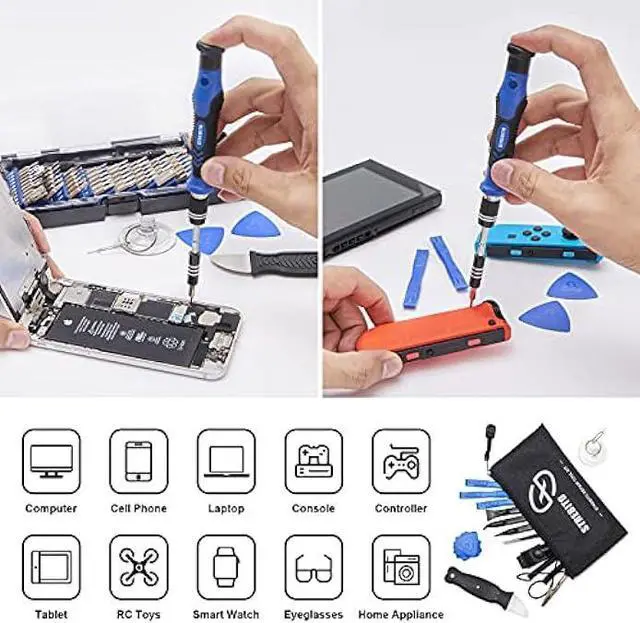 Alt view image 3 of 5 - STREBITO Precision Screwdriver Set, 79 in 1 Screwdriver Kit with 58 Bits & Anti Static Wrist Strap, Magnetic Driver Electronics Repair Tool Kit for Computer, iPhone, Laptop, Cell Phone, Macbook, PS4/5