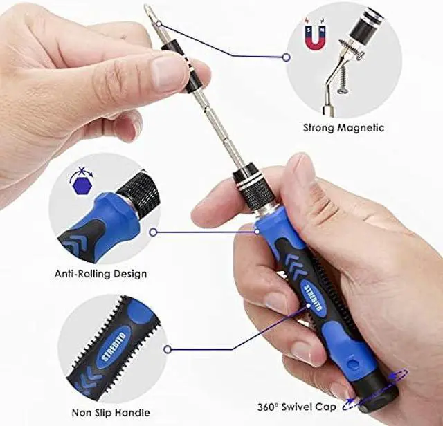 Alt view image 4 of 5 - STREBITO Precision Screwdriver Set, 79 in 1 Screwdriver Kit with 58 Bits & Anti Static Wrist Strap, Magnetic Driver Electronics Repair Tool Kit for Computer, iPhone, Laptop, Cell Phone, Macbook, PS4/5