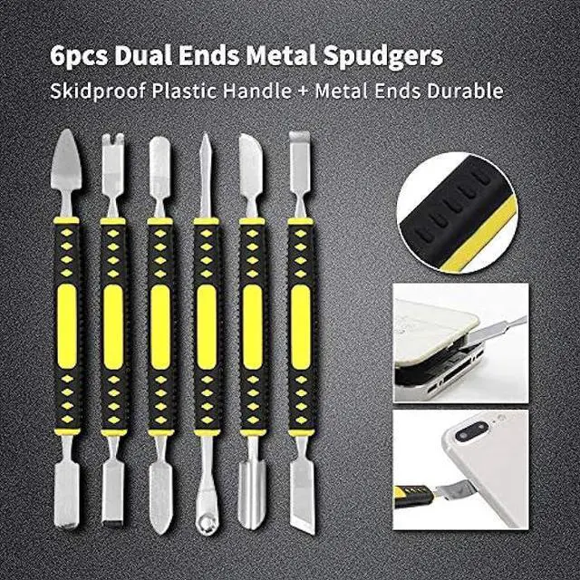 Alt view image 3 of 5 - 17 in 1 Electronics Repair Tools Opening Pry Tool Kit with Dual Ends Metal Spudgers, Black Tweezers Set Replacement for iPad Tablets Laptop Electronics Device Mobile Phone