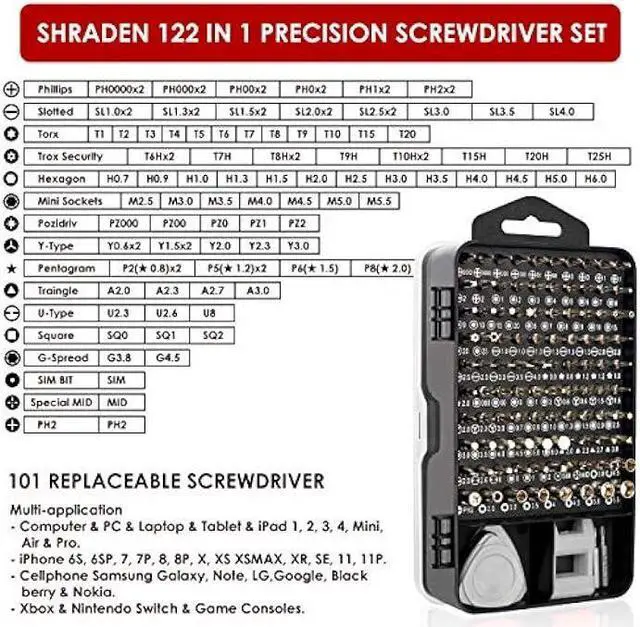 Alt view image 2 of 6 - Precision Screwdriver Set, SHARDEN 122 in 1 Electronics Magnetic Repair Tool Kit with Case for Repair Computer, iPhone, PC, Cellphone, Laptop, Nintendo, PS4, Game Console, Watch, Glasses etc (Grey)