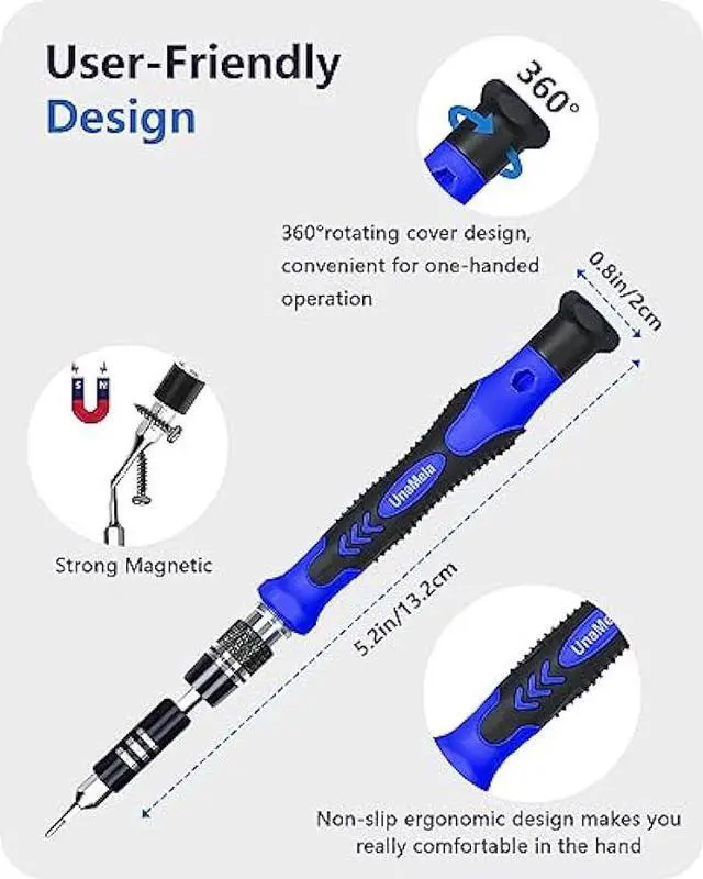 Alt view image 3 of 6 - Precision Screwdriver Set, 61 in 1 Computer Repair Tool Kit with 56 Bits, Professional Electronics Screwdriver Kit Compatible for Laptop, PC, Camera, iPhone, Tablet, Xbox, PS4 Controller (Blue)