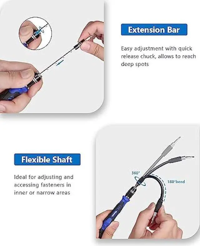 Alt view image 4 of 6 - Precision Screwdriver Set, 61 in 1 Computer Repair Tool Kit with 56 Bits, Professional Electronics Screwdriver Kit Compatible for Laptop, PC, Camera, iPhone, Tablet, Xbox, PS4 Controller (Blue)