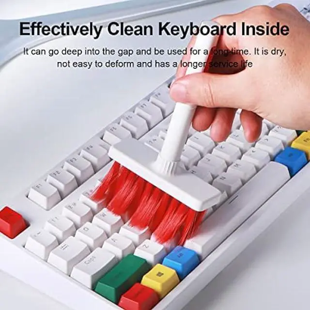 Alt view image 5 of 6 - Hagibis Cleaning Soft Brush Keyboard Cleaner 5-in-1 Multi-Function Computer Cleaning Tools Kit Corner Gap Duster Keycap Puller for Bluetooth Earphones Lego Laptop Airpods Pro Camera Lens (Red)